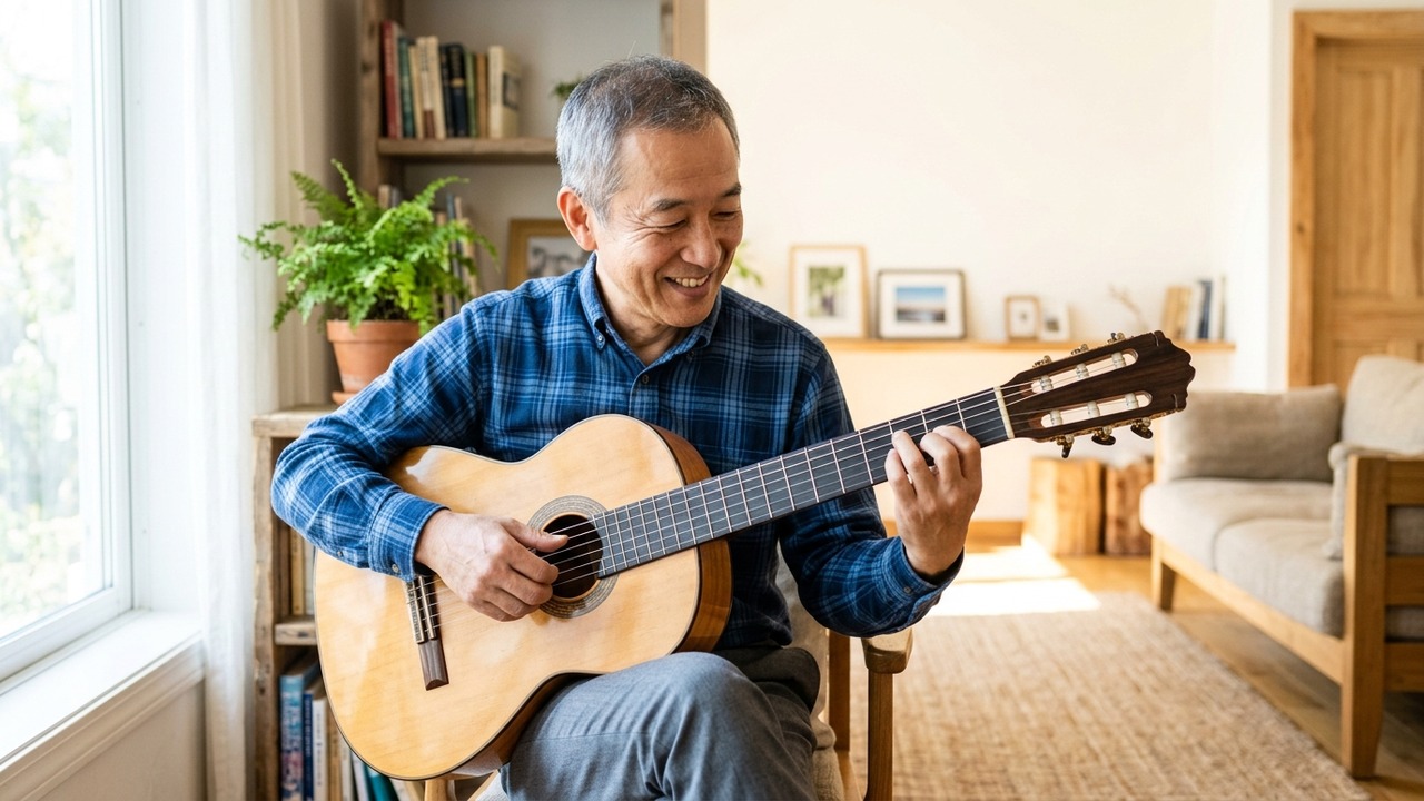 30年ぶりにギターを再開する人の手元