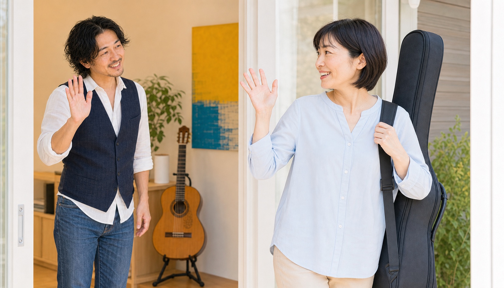 体験レッスン後にまた通いたいと笑顔で帰る初心者