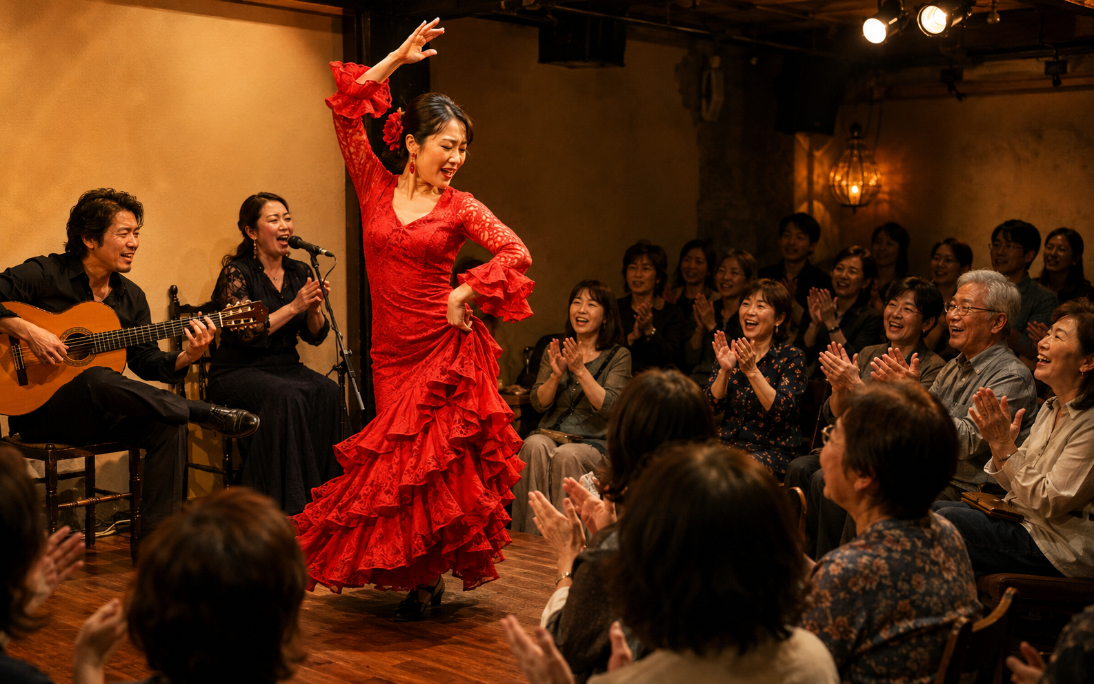 ライブで観客と一緒にセビジャーナスを歌うイメージ