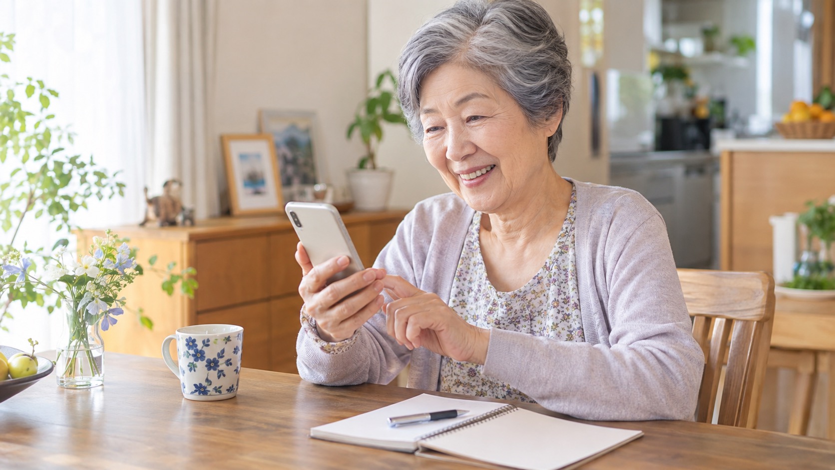 自宅で教室に問い合わせる女性のイメージ