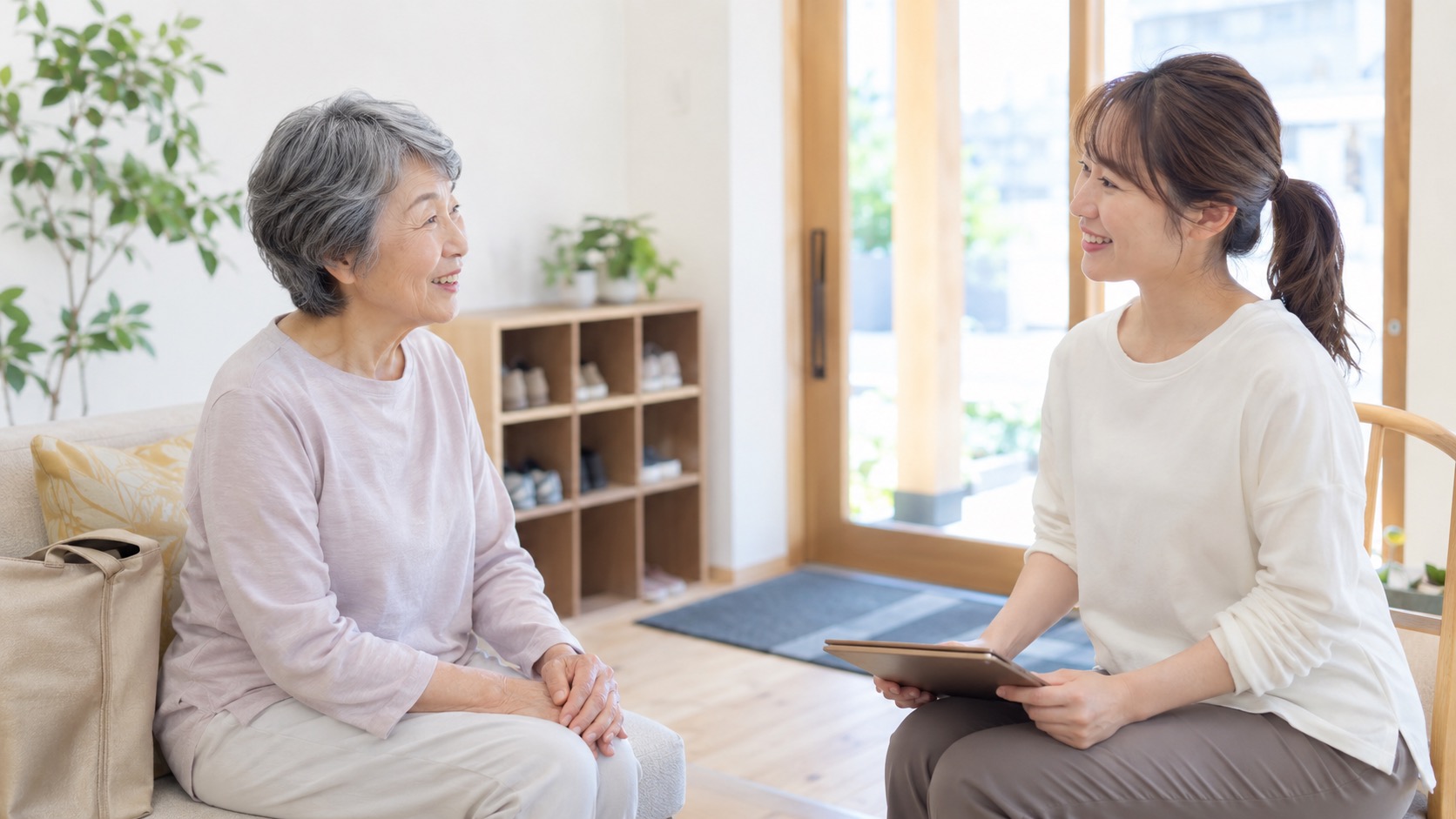 体験前に先生へ相談する女性のイメージ