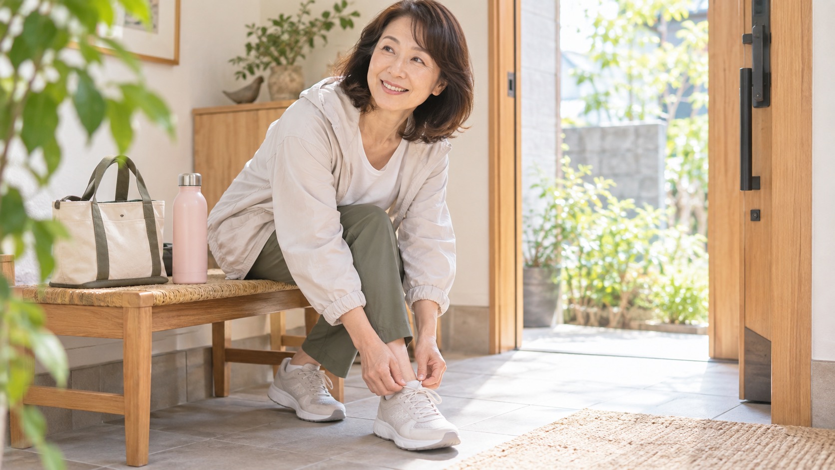 普段着とスニーカーで体験へ出かける準備のイメージ