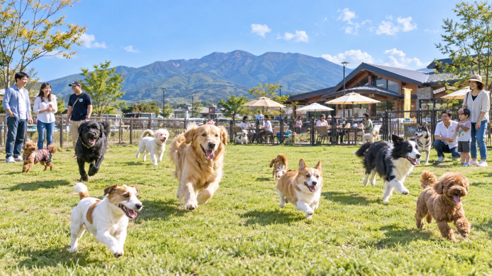 道の駅のドッグランで遊ぶ犬たち(イメージ)