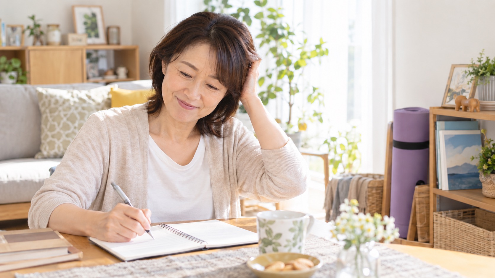 続かなかった習い事をノートに書き出す40代女性
