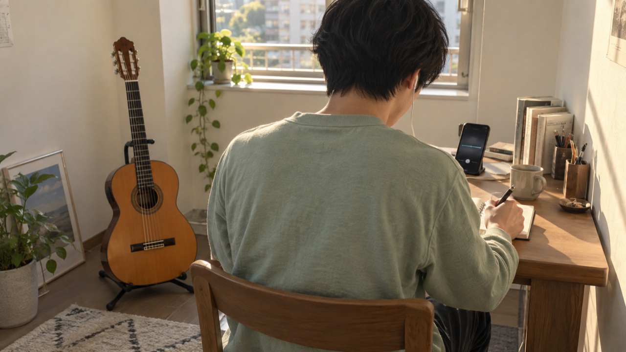 録音を聴き次に練習する場所をノートに残す