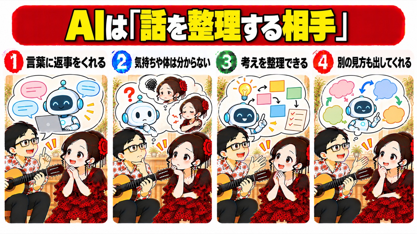 図解：AIは「話を整理する相手」