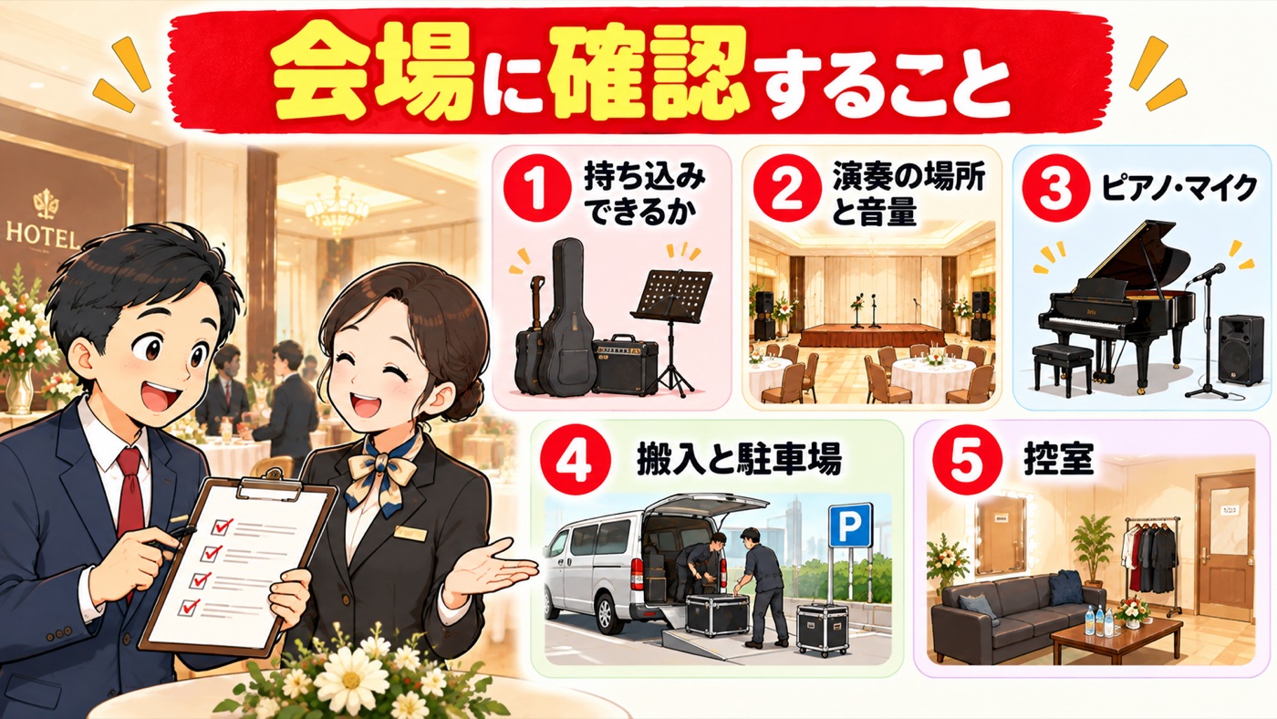 図解：会場に確認すること
