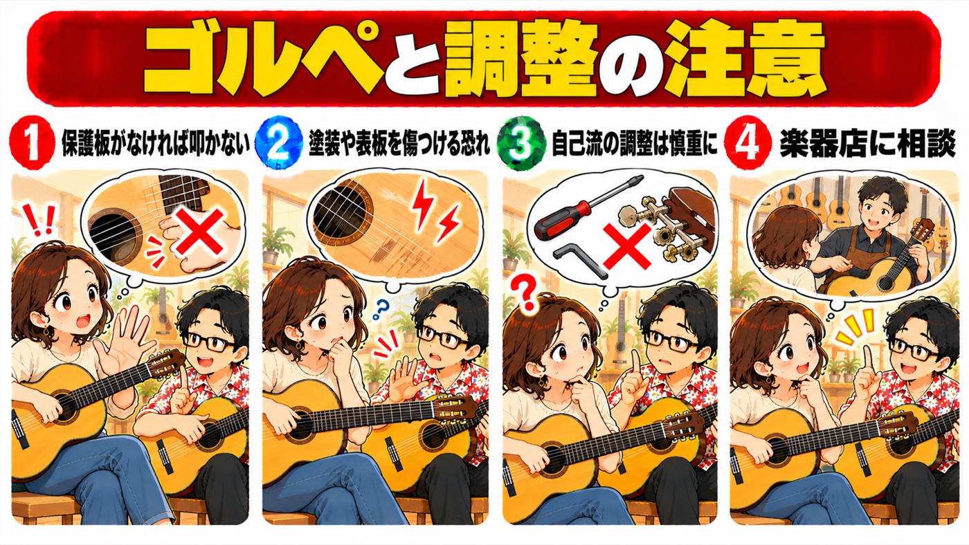 図解：ゴルペと調整の注意