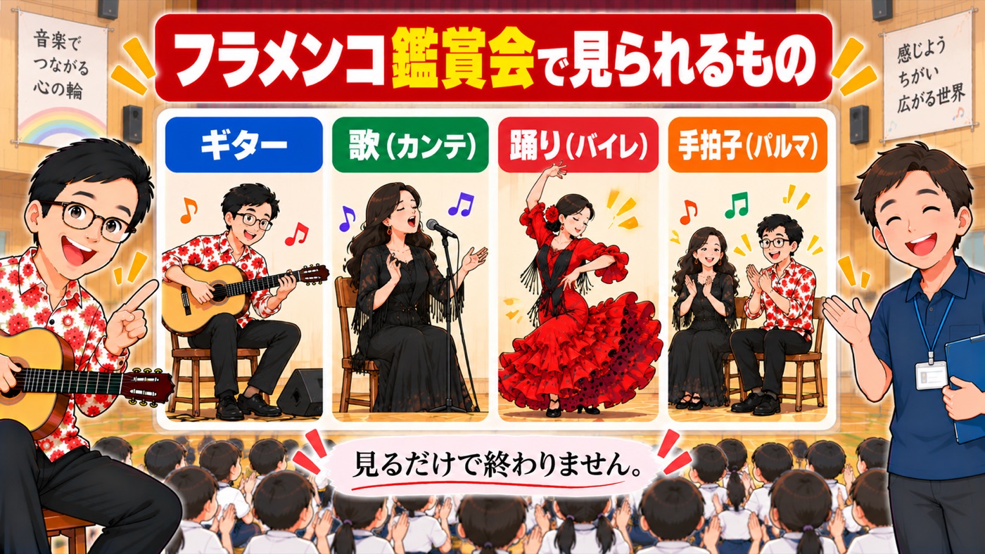 図解：フラメンコ鑑賞会で見られるもの