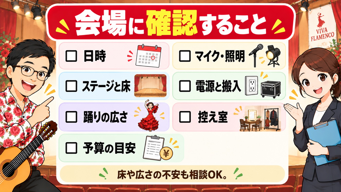 図解:会場に確認すること