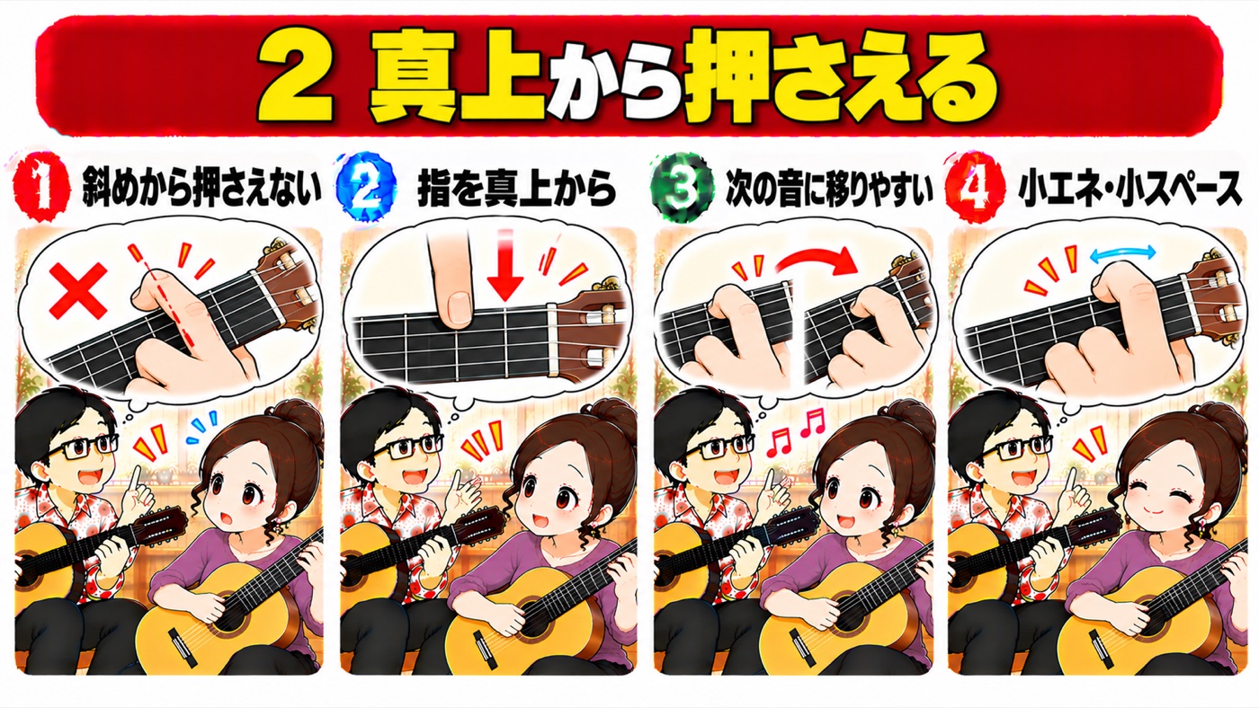 図解：2　真上から押さえる