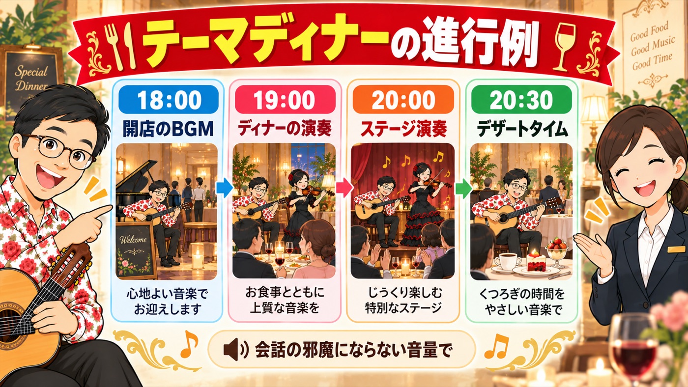 図解:テーマディナーの進行例