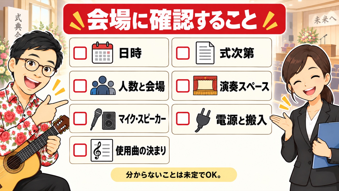 図解:会場に確認すること