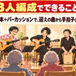 【実績】高齢者施設で3人編成の演奏会|ギター2本とパーカッション(2024年3月)