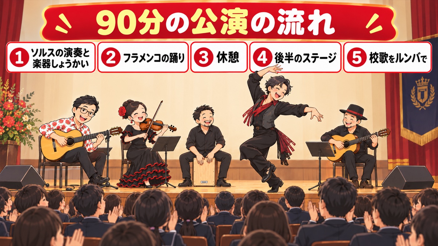 図解:90分の公演の流れ