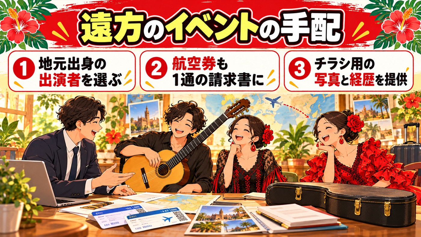 図解:遠方のイベントの手配