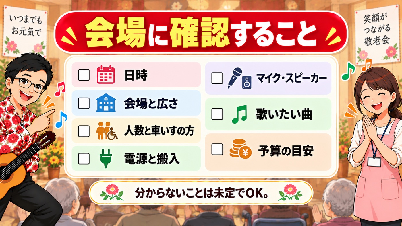 図解:会場に確認すること