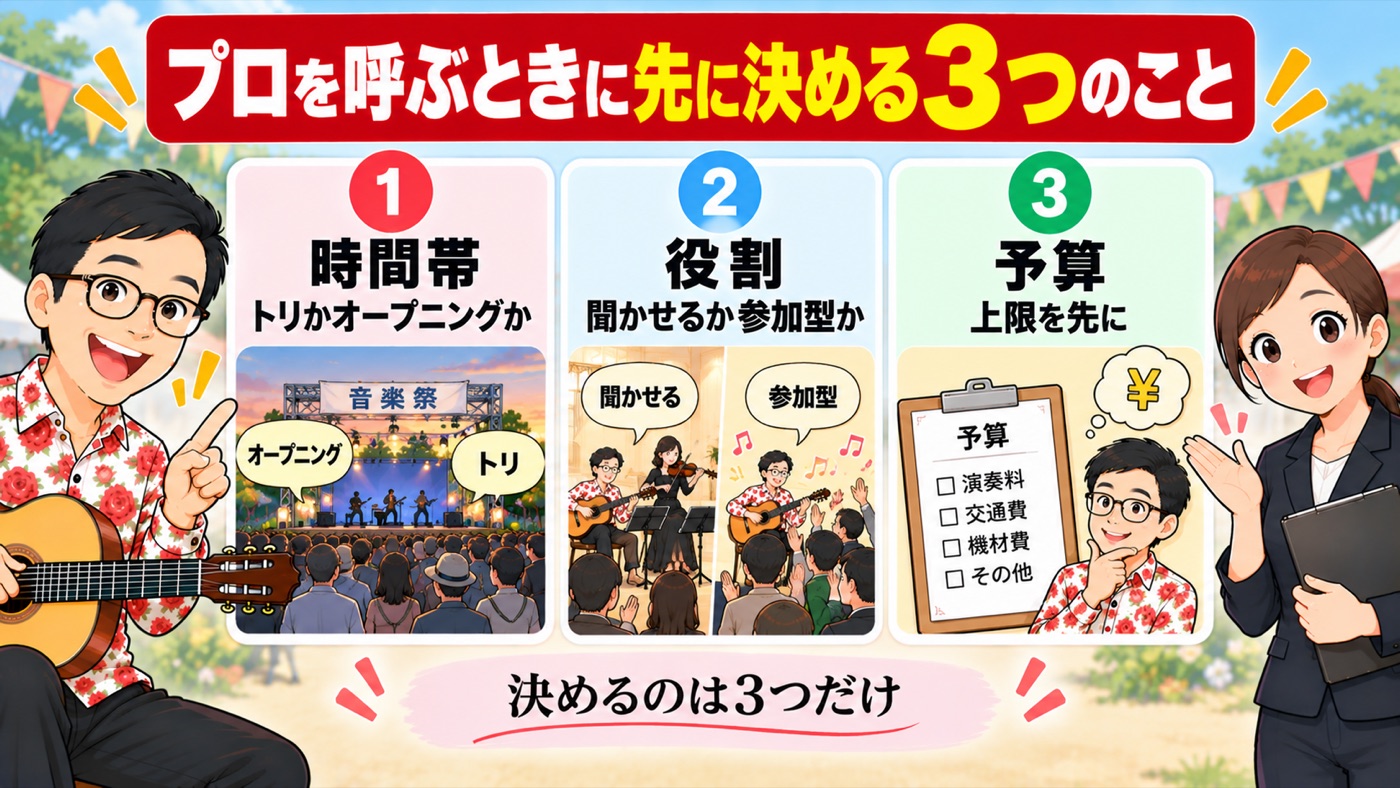 図解：プロを呼ぶときに、先に決める3つのこと
