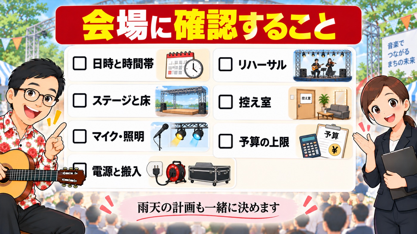 図解：会場に確認すること