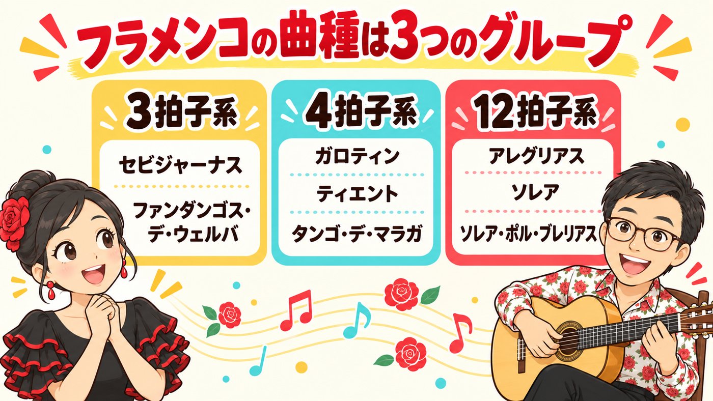 図解：フラメンコの曲種は3つのグループ
