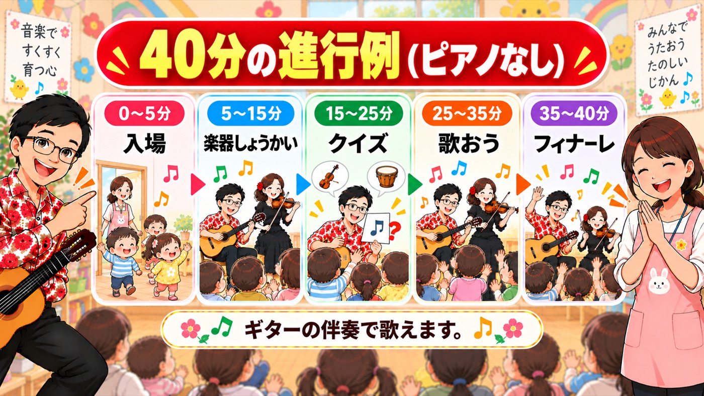 図解:40分の進行例(ピアノなし)