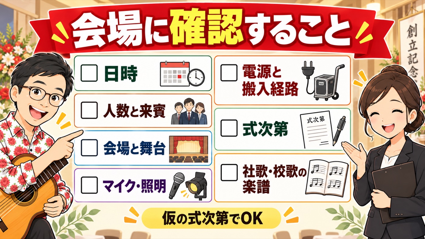図解:会場に確認すること