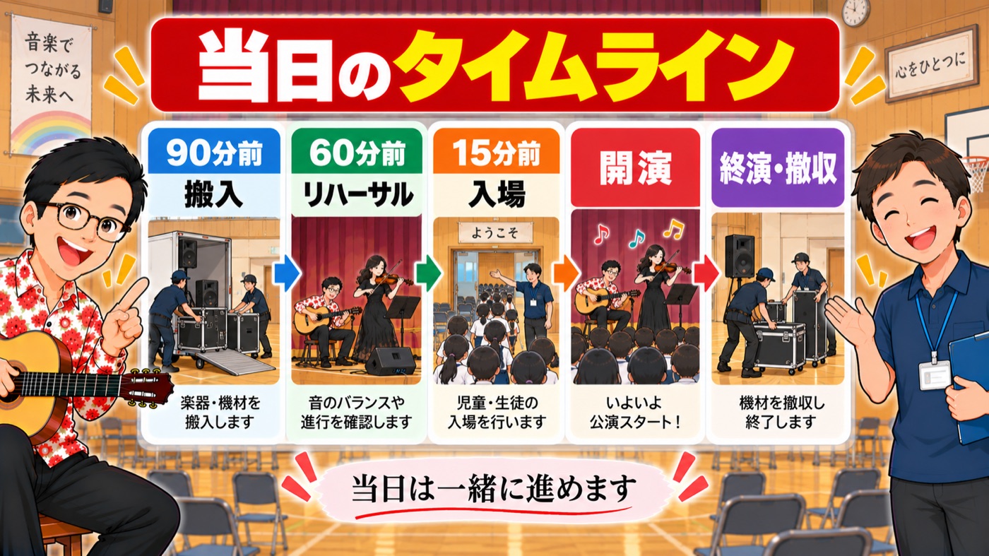 図解:当日のタイムライン