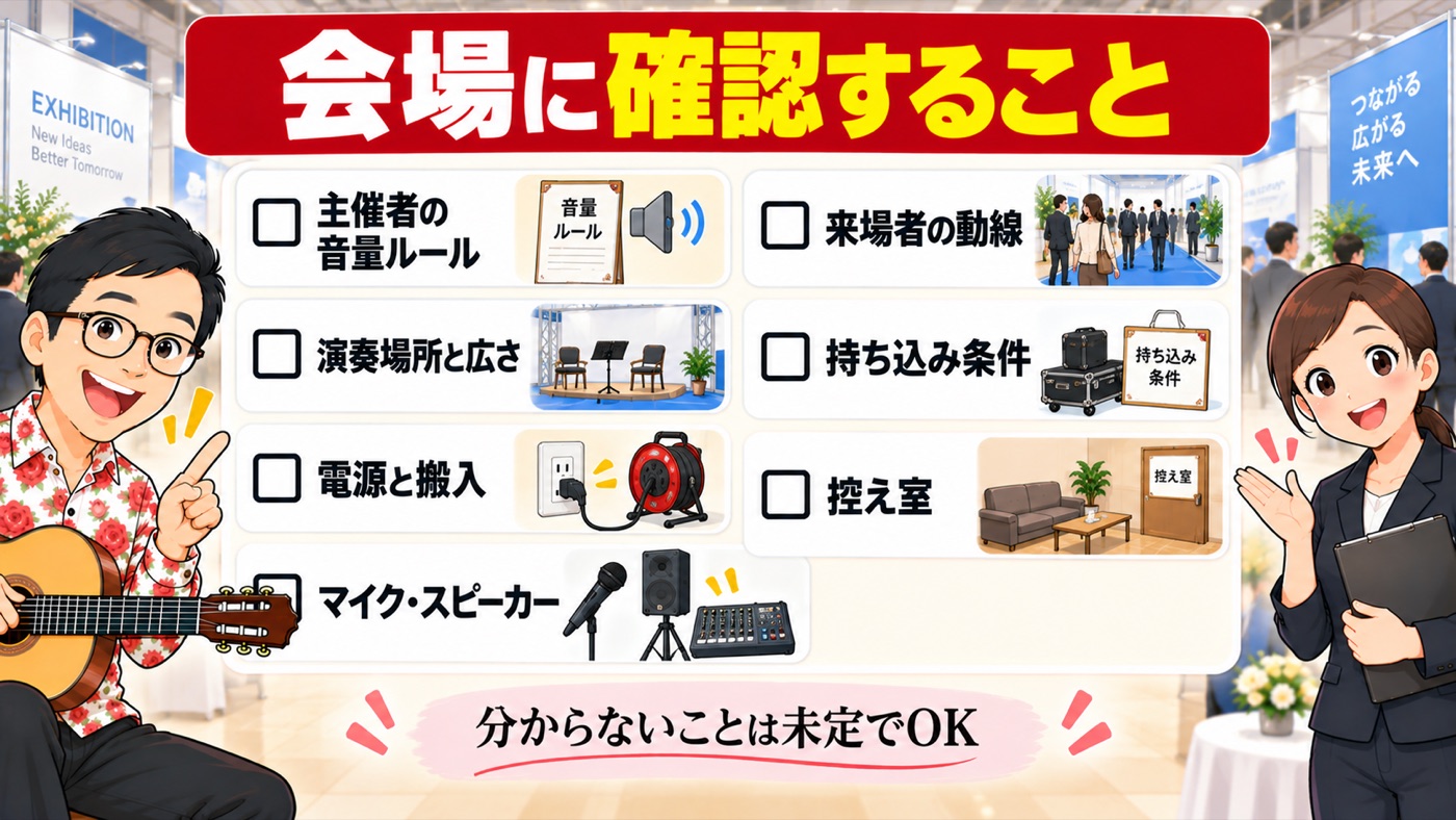 図解:会場に確認すること